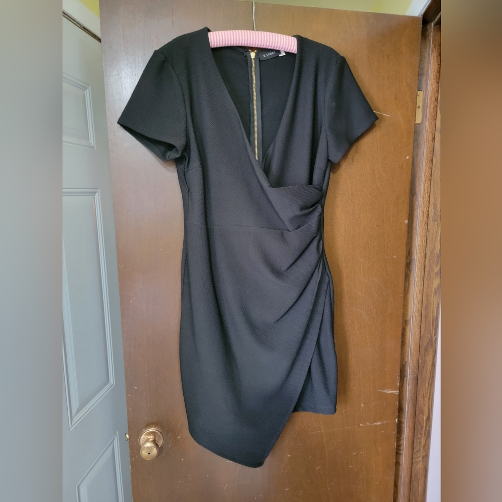 Black cross over shift dress
